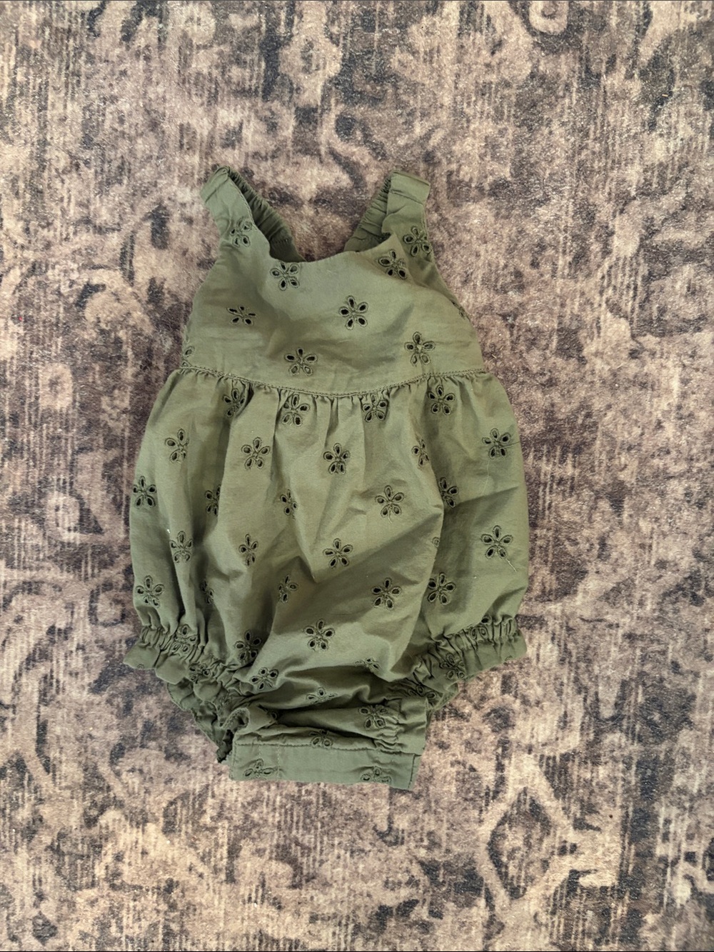 GAP Olive Eyelet Bubble Romper